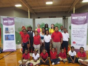 Shown after a performance of "The Selfish Giant" at Como Elementary School October 20 by the New Stage Theatre from Jackson are (front row, from left) Traveion Lockett, Dakiyiah Ware, Marlee Carr, Zakerria Faulkner, Kylan Brown, Tevin Batts, Jayden Frank; (second row) Kaleria Black, Khyshanna Burton, Camille Conrad, Shakeria Sholar, Tecorey Nunley, Nic'tavion Garrett; (third row) Quantaisha Butts, Untravious Towns, V'shanti Conley; (back row) actors Jake Bell, Christan McLaurine, LaSharron Purvis, and Hope Prybylski. Photo provided