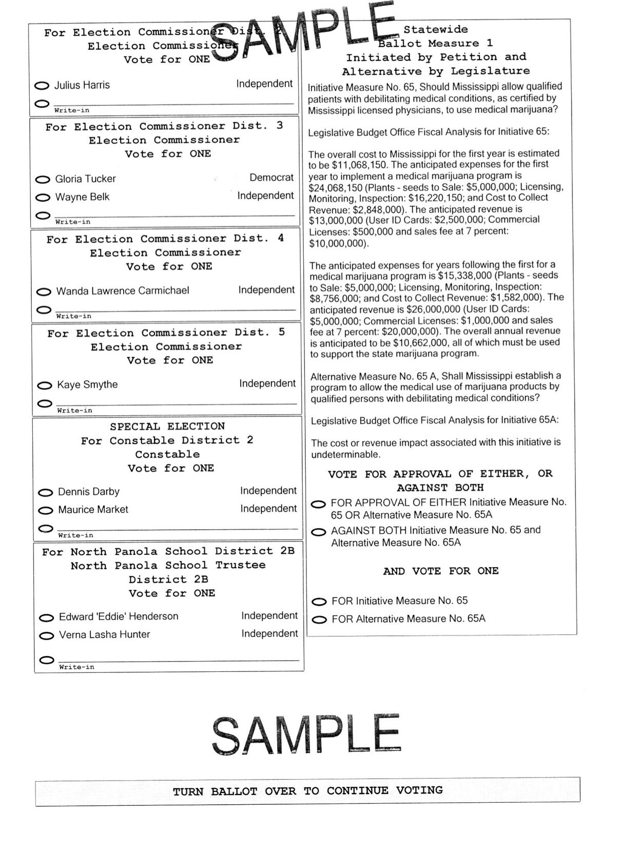 Sample Ballot for 2020 General Election - The Panolian | The Panolian