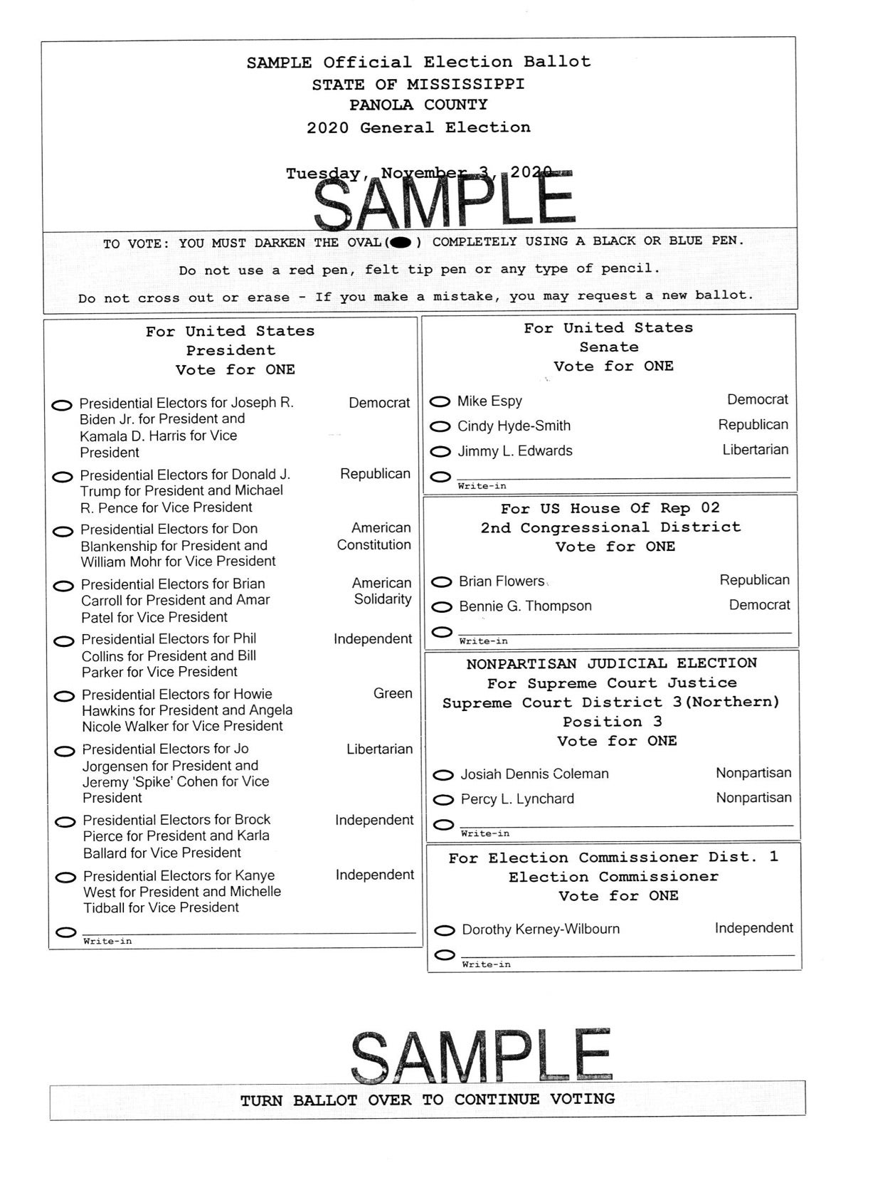 Sample Ballot For 2020 General Election The Panolian The Panolian 2246